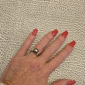 Elegant Gold and Silver Pearl Ring